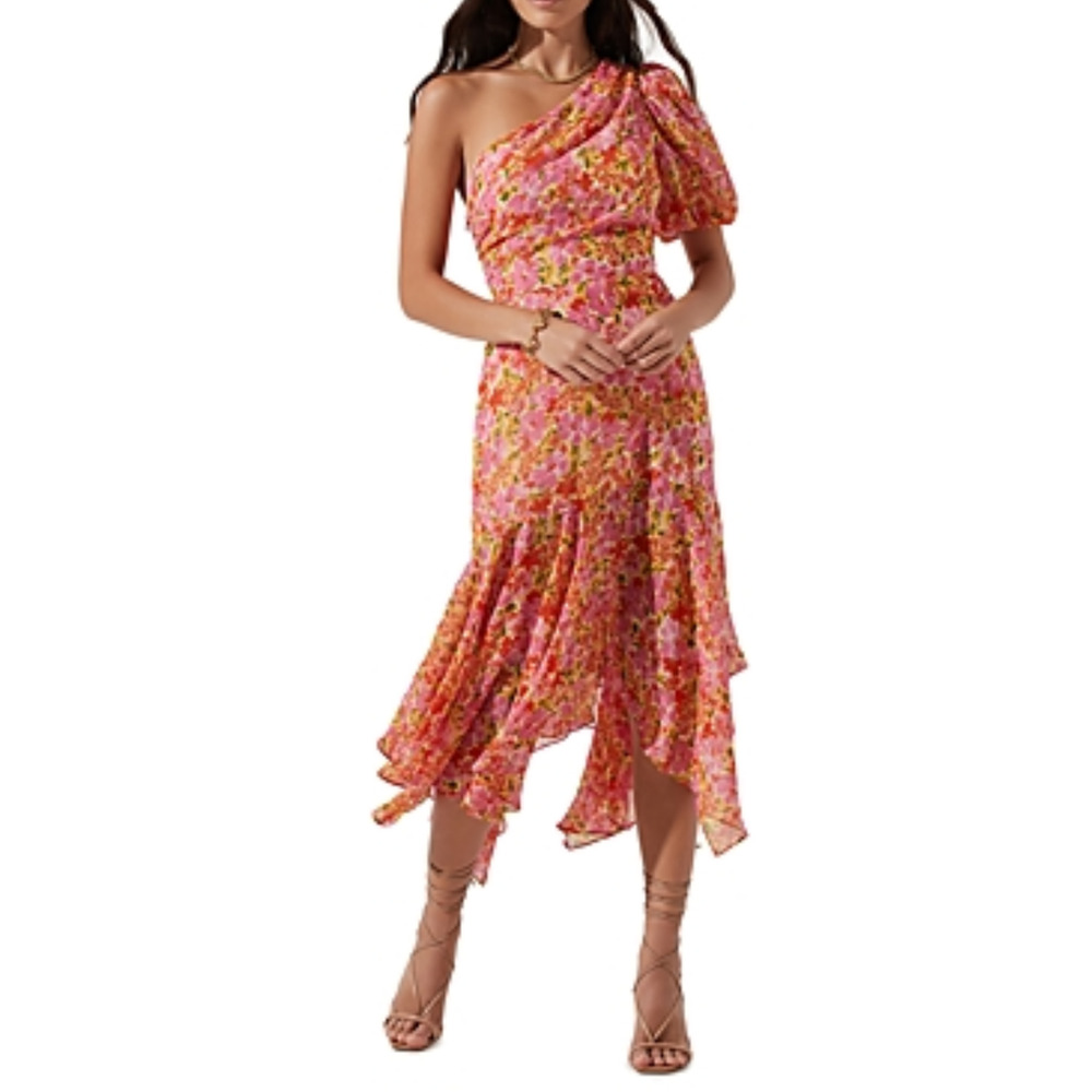 Astr the Label Women Santorini Dress Pink Multi Floral Size M